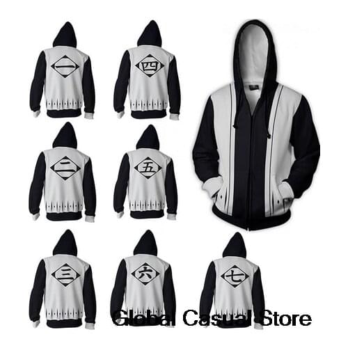 Bleach 3D Zipper Hoodies Women/Mens Fashion Long Sleeve Hooded Sweatshirt Cosplay Harajuku Casual Streetwear Clothes Jacket
