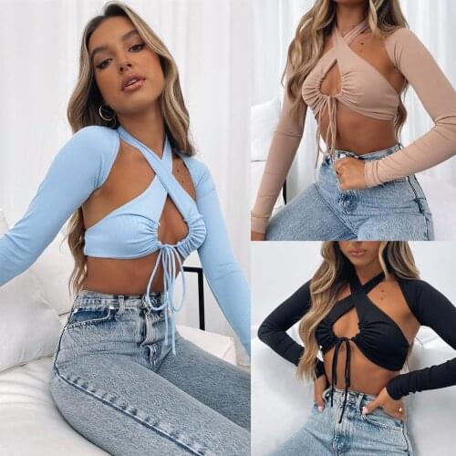 Y2k Knit Low Cut Crop Tops with Camis Women Sexy Club Party Night Goddess Autumn Halter Tees E Girl Aesthetic T-shirts
