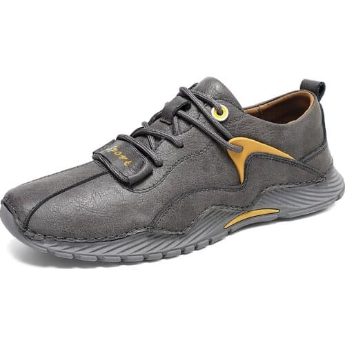 New Men Soft Handmade Genuine Leather Casual Shoes Fashion Driving Sneakers Classic Lace-Up Flats Comfortable Loafers Moccasins