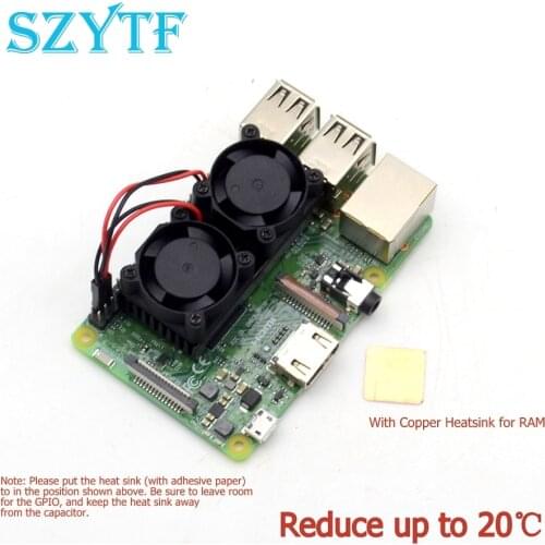 High quality dual fan cooling kit with copper For Raspberry Pi 3 2 Model BB+ NESPi Retroflag