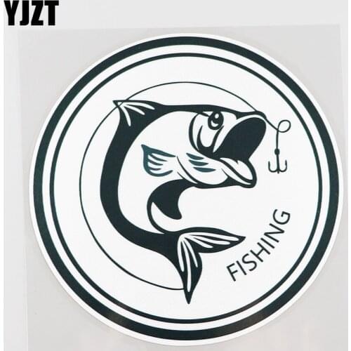 YJZT 14CMX14CM Fishing Car Sticker Circular Outline Pvc Decal Decorate 6A-0054