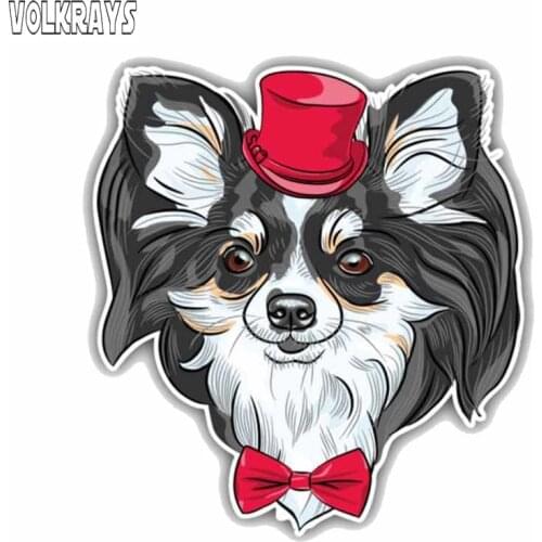 Volkrays Funny Car Sticker Hipster Chihuahua Dog Animal Pet Accessories Cover Scratches PVC Decal for Harman Kardon VW,15cm*14cm