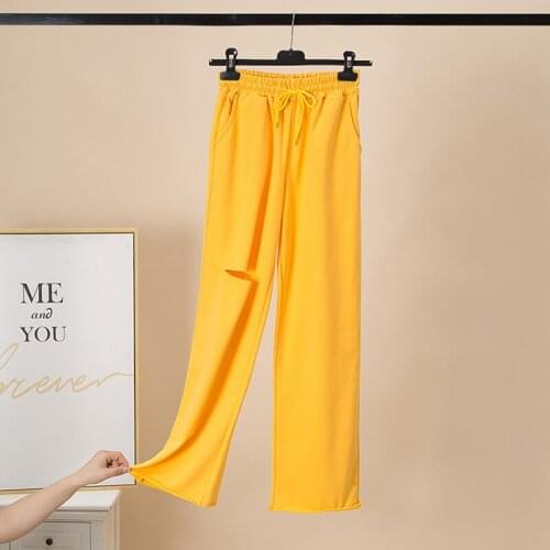 Ailegogo New Summer 2021 Women Straight Slim High Waist Wide Leg Long Pants Female Casual Broken Hole Full Length Loose Pants