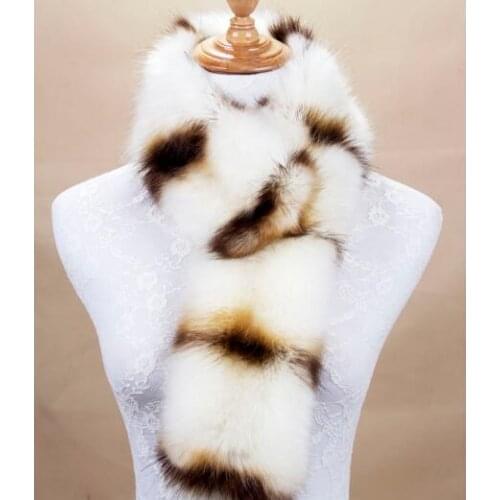 Winter warm faux fox fur raccoon scarf multi color unique pattern fur collar print fur scarves women fashion winter scarf