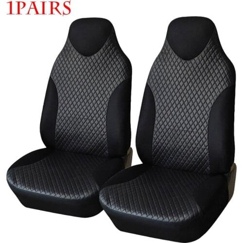 1 Pair Universal Front Car Seat Covers Elastic Simple Black PU Imitation Leather Design