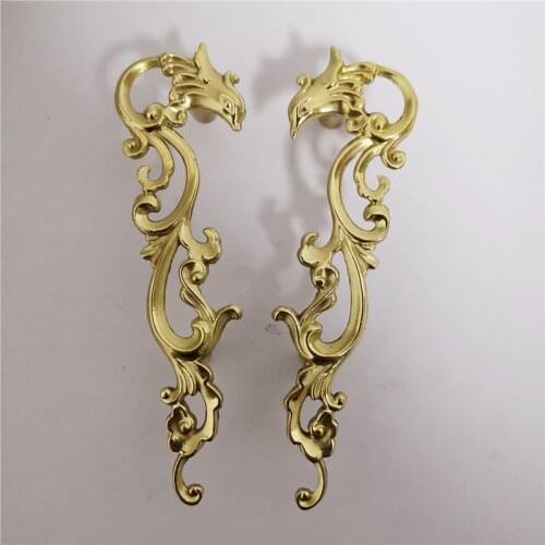 1Pc Long Mysterious Bird Brass Handle Pure Copper Drawer Cabinet Door Knob Diy Gold Furniture Pulls Handles