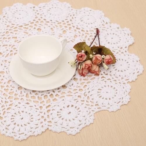 1pc Handmade Crochet Doily Round Cotton Lace Doily Table Placemat Flower Coaster Mats Decoration