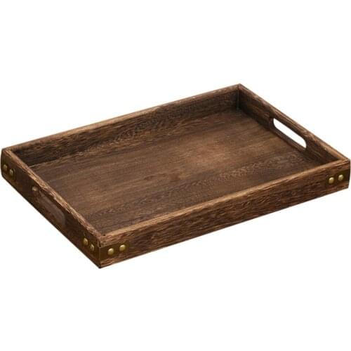 1PC Retro Wooden Pallet Rectangular Storage Trays Hotel Dessert Dinner Tea Food Tableware Serving Tray Home Kitchen Tool