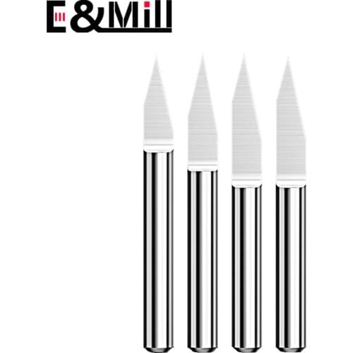 10PCS 3.175mm 1/8 inch Degree 10 15 20 25 30 V Shape Flat Bottom Knife CNC Cutter Bits Engraving Tools for PCB Milling Machine