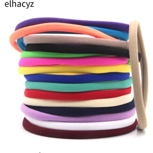 100pcs/lot New Arrival Solid FOE Elastic Nylon Headband With Strip Headbands Girls Kids Hairband Hair Accessories NNH3