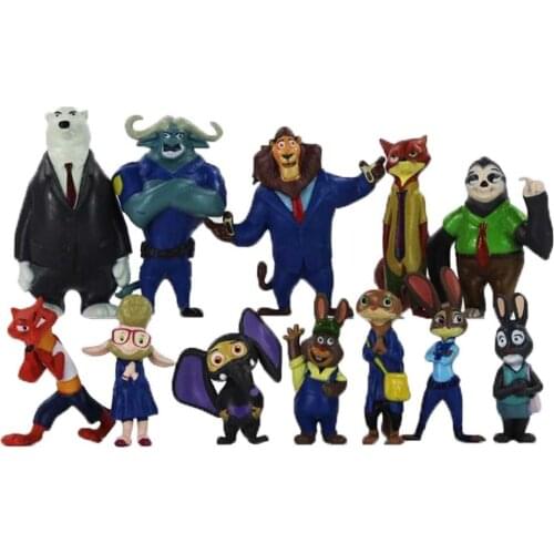 12pcs/set Cartoon Movie Zootopia Action Figure Toys Rabbit Judy Hopps Fox Nick Wilde PVC Model Doll Gift for Kids