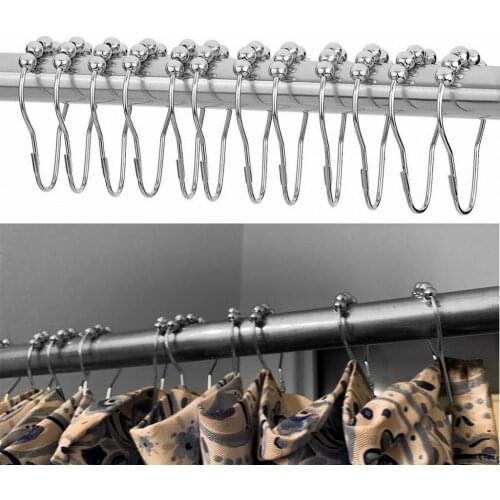 30# 1 Set Of 12pcs Shower Curtain Hooks Rings Gold Rust-resistant Shower Curtain Light Bulb Shape Rings Hooks