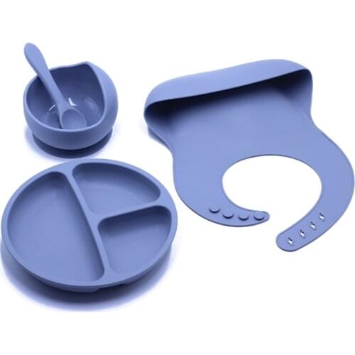 4Pcs/set Silicone Baby Feeding Bowl Tableware Spoon BPA Free Silicone Dishes