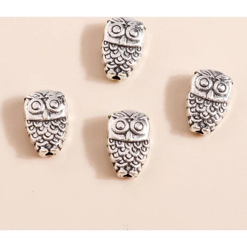 40pcs 6*10mm Tibetan Silver Jewelry Making Alloy Owl Connectors Beads for diy Bracelets Making Animal Necklaces Earrings Charms