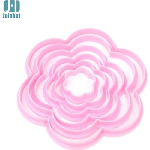 6pcs/set plastic flowers cookie cutter cake mold biscuit stamp fondant cake decorating tools