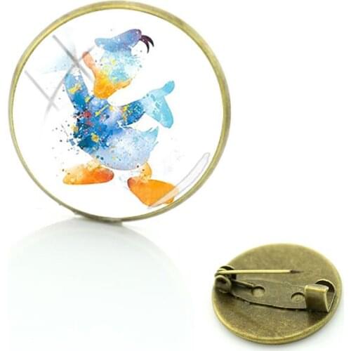 Disney Watercolor Disney Character Brooch Fantasy Brooch Retro Character Boutique Brooch Animation Round Glass Jewelry