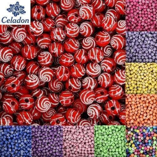 100 pcs/bag 8mm Hole 1.8mm High quality Red/Blue/Pink/Yellow/Black Acrylic Beads For Bracelet Necklace DIY Round Spiral Pattern