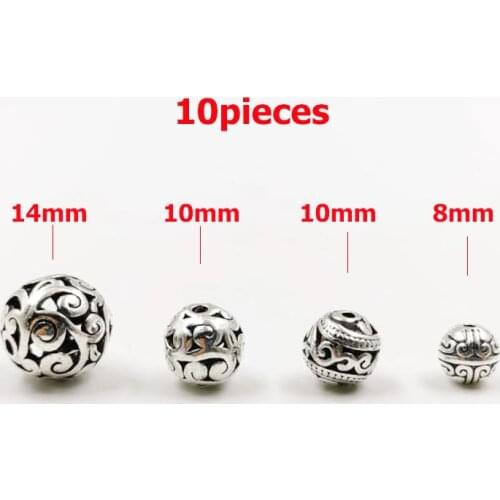 10pcs/bag Tasbih Hollow Flower Metal Beads Wholesale ancient carving alloy bead for jewelry DIY Making spacer bead accessories
