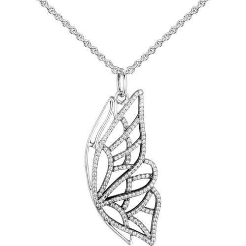 CKK 925 Sterling Silver Butterfly Wing Necklace Pendants For Women Original Jewelry Making Anniversary Gift