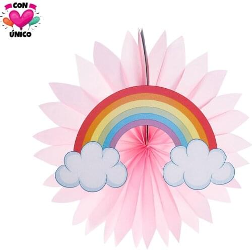 Conunico Unicorn Theme Decoration Birthday Party Supplies Paper Garland Paper Pompom Honeycomb Wedding Kids Paper Fan UC2609