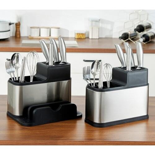 Kitchen Knives Organizer Stainless Steel Utensil Drain Rack Cutting Board Pot Cover Spoons Fork Storage Rack Kitchen Accessories