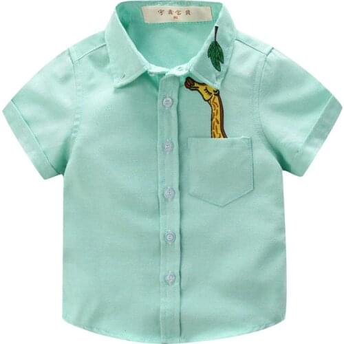 Kids Summer Shirt boys Short sleeve Dress Shirts Children Baby Blouse Clothes School Kids boys birthday Formal Shirts