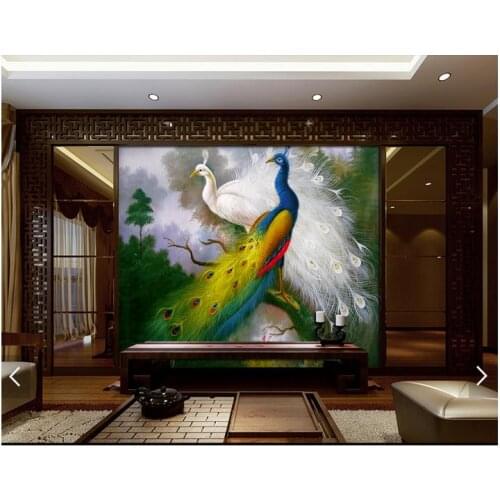 Customized 3d photo wallpaper 3d wall murals wallpaper Peacock Chinese background wall paper 3d living room wallpaper decoration