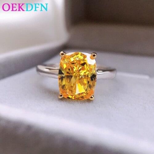 OEKDFN Real 925 Sterling Silver Rings For Women Citrine Gemstone Wedding Engagement Vintage White Gold Ring Luxury Fine Jewelry