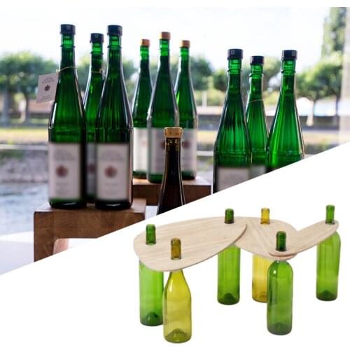 Creative Wine Bottle Wood Board Assembly Table Bottle Wooden Tray Wood DIY Crafts Empty Glass Bottle Handicraft Bar Decor