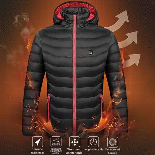 Heated Jacket USB Charging Carbon Fiber Heating Wire Long Sleeve Heating Cotton Jacket Cold-proof Warm Winter Thermal Clothing
