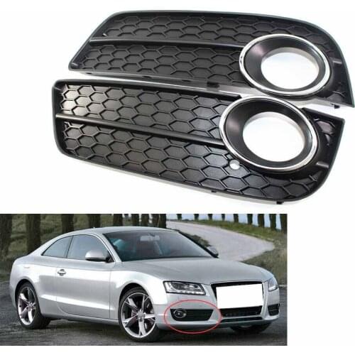 LH&RH Front Lower Bumper Fog Light Lamp Grille Grill Honeycomb for Audi A5 08-11 COUPE/SPORTBACK