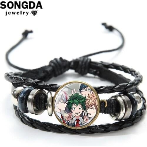 SONGDA Hot Selling Anime My Hero Academia Leather Bracelets Bangles Gift for Boys Girls Cosplay Fashion Accessories Kids Jewelry