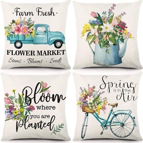 HOT SALES Throw Pillow Covers 18 X 18 Inch Set of 4 Flower Market Cushion Covers for Home Sofa Chair Decorative Pillowcases