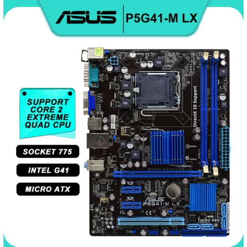 For ASUS P5G41-M LX Socket LGA 775 Intel I CH7 PC Desktop Motherboard DDR3 RAM Memory USB 2.0 Micro ATX Used Motherboard