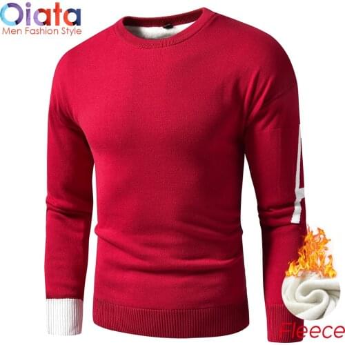 Men 2021 Spring New Fashion O-Neck Cotton Thick Fleece Sweater Pullover Jumpers Men Winter Warm 3D Letter Pattern Sweaters Men