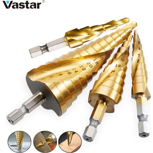 Vastar 4-12/20/32mm HSS Spiral Grooved Center Drill Bit Solid Carbide Mini Drill Accessories Titanium Step Cone Drill Bit