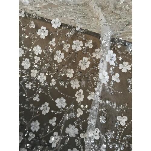 New Arrival SYJ-1188816 African net Lace Fabric for nice dress Top Quality french sequins Lace Fabric with beads