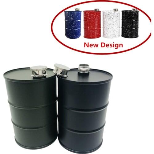 New Style Hot Sale 25oz/730ml Large Capacity Stainless steel Drums Oil Hip Flask Bucket Moscow Vodka Flagon Whisky Bottle Funnel
