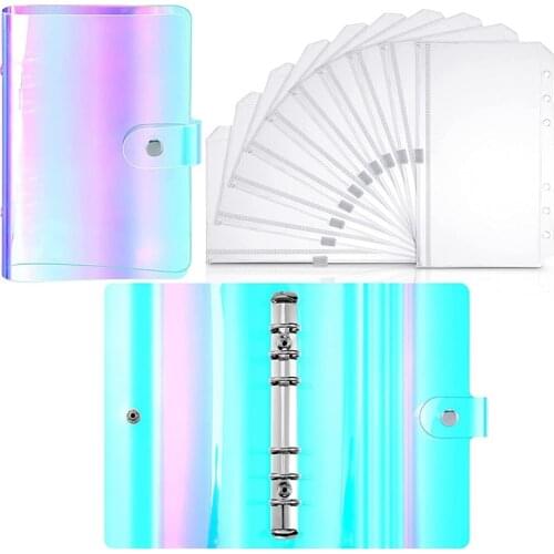 A6 PVC Notebook Binder Cover 6 Round Ring Binder Cover for Travel Journal, Business Notebook, Office, School, Work