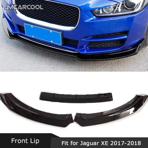 Front Lip Spoiler Apron For Jaguar XE 2017-2018 ABS Gloss Black 3 PCS/Set Head Bumper Chin Shovel Guard Car Styling