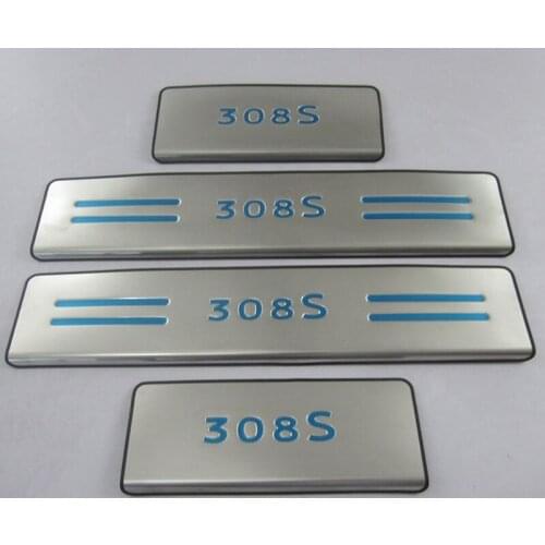 Stainless steel door sill strip for 2015 PEUGEOT 308S Exterior car-styling welcome pedal Scuff Plate cover Threshold Trim cover