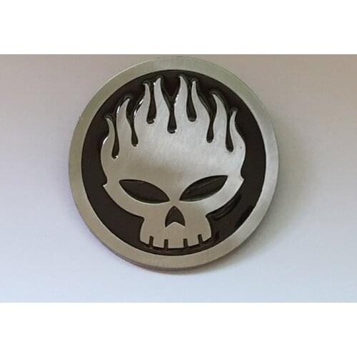 Skull belt Buckle Suitable 4cm Round Silver Black Metal