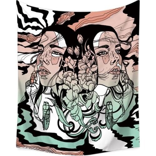 Psychedelic Skull Tapestry Floral Mandala Tapestries Wall Hanging Hippie Wall Decor Bedroom Living Room Wall Hanging Rug Shawl