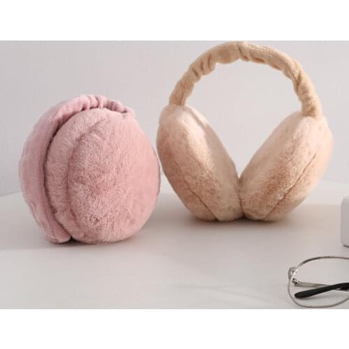 Folding Plush Earmuffs Soft Warm Solid Color Ear-cap for Women Girls Headphone Winter Cold Protection Ear Cover Earflaps