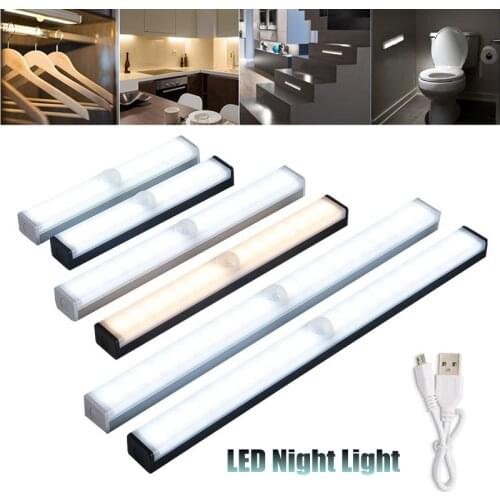 20CM LED Night Light Decoration Kitchen Bedroom Wardrobe Wireles Motion Sensor Background Lighting Rechargeable LED Diode Lamp
