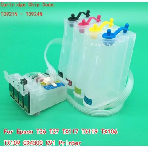 92N T0921N-T0924N Empty CISS Ink System With ARC Chip For Epson T26 T27 TX117 TX119 TX106 TX109 CX4300 C91 Printer