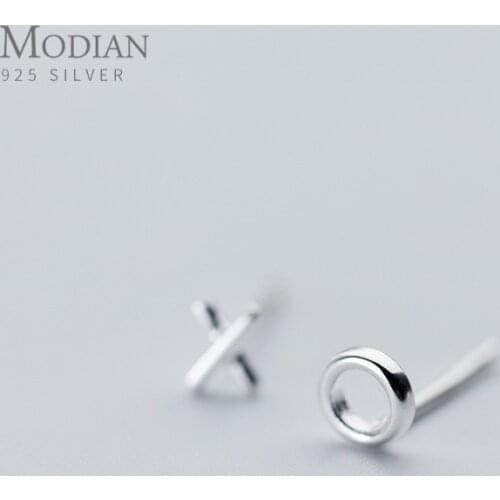 Modian Fresh X and O Cute Fashion Stud Earrings for Women Solid Silver 925 Earing Gifts for Girl Charm Jewelry Ear Pins
