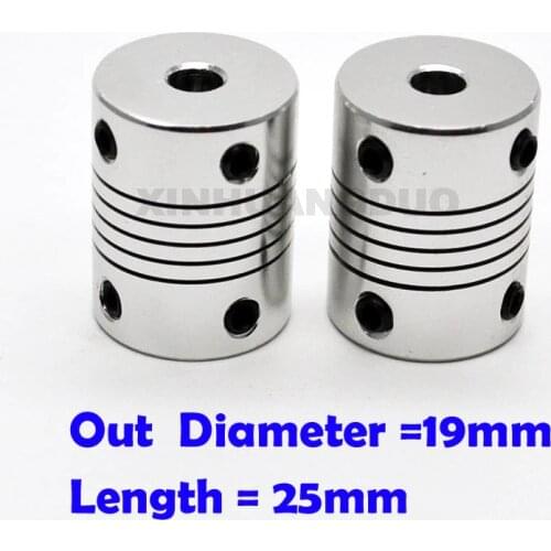 1 pcs Aluminium CNC Motor Jaw Shaft Coupler 5mm To 8mm Flexible Coupling OD 19x25mm Dropshipping 3/4/5/6/6.35/7/8/10mm