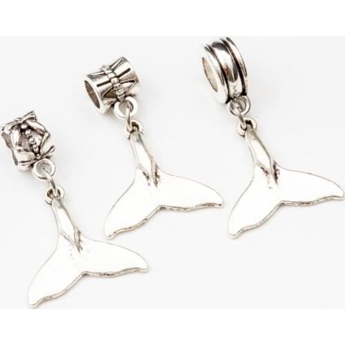 10pcs tail European Bead Vintage Silver Charms fit for pandora style Bracelets Necklace DIY Metal Jewelry Making JA600074