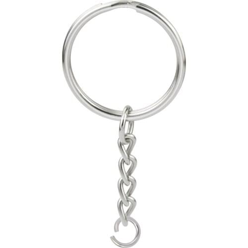 100Pcs 1 Inch/25Mm Metal Split Key Ring With Chain Silver Key Ring Keychain Ring Parts Open Jump Ring And Connector Accessories
